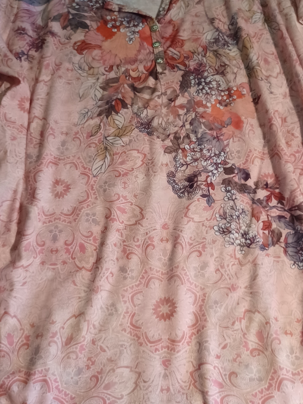 croft & barrow Pink Floral Henley Blouse